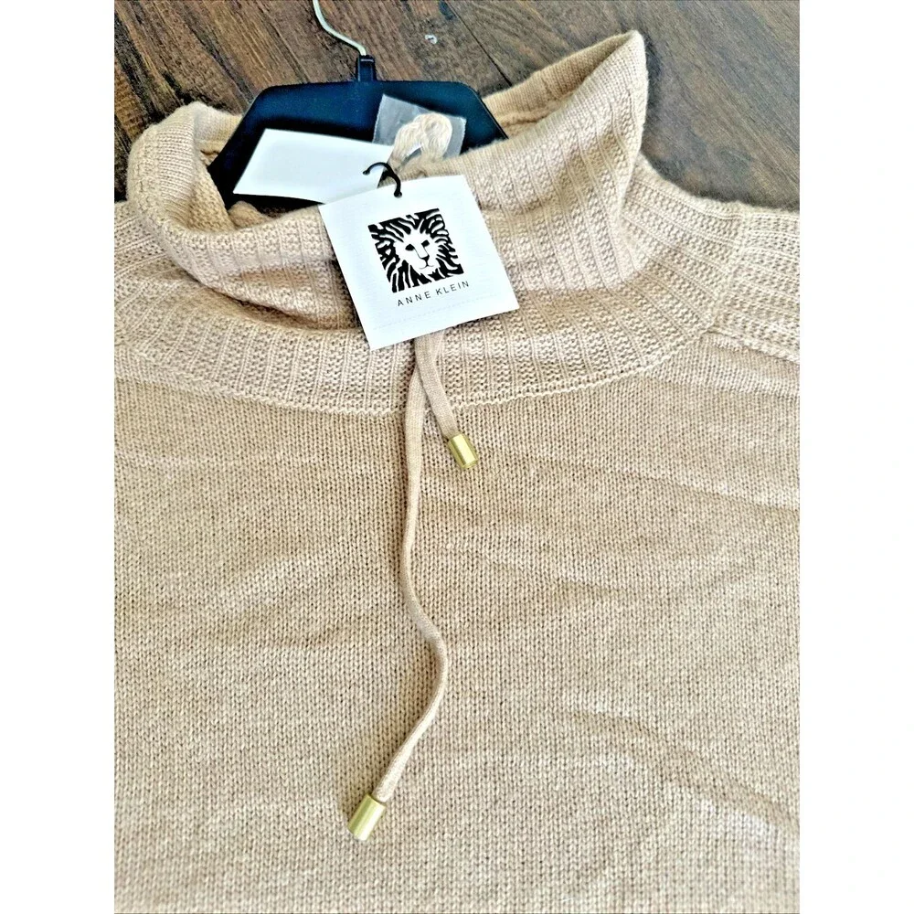 Anne Klein Women's Mock-Neck Pullover Sweater Cashmere Wool Blend Knit Top L